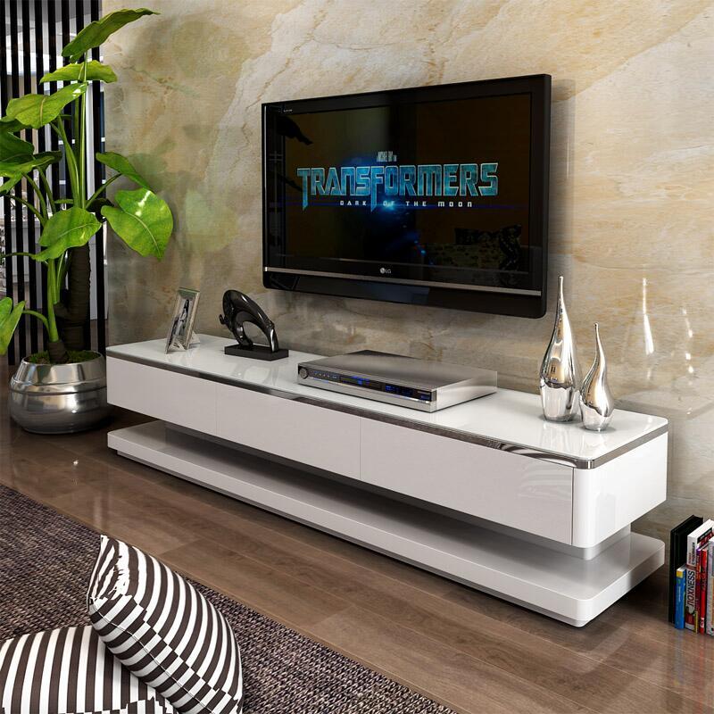 现代简约客厅家具套餐电视柜茶几组合套装白色化钢玻璃烤漆地柜 单个电视柜（黑色面）