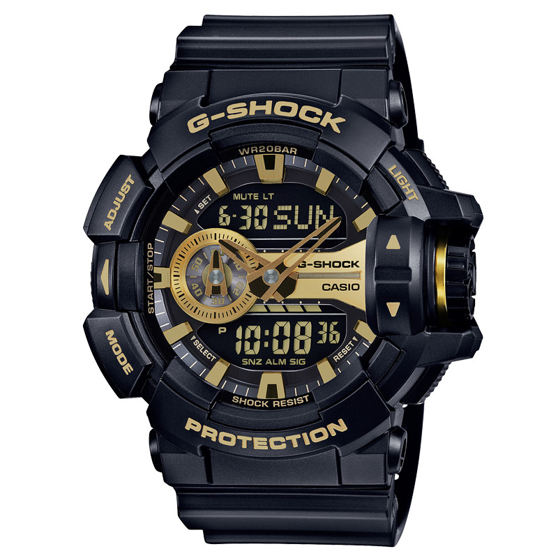 卡西欧(CASIO)手表 G-SHOCK系列时尚运动休闲防水石英男表GA-400GB-1A9 黑金