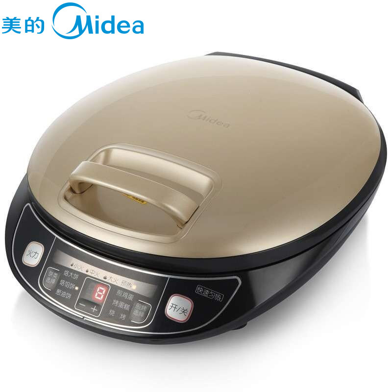 美的（Midea）JSN32B 煎烤机电脑版双面悬浮加热蛋糕机电饼铛 金色