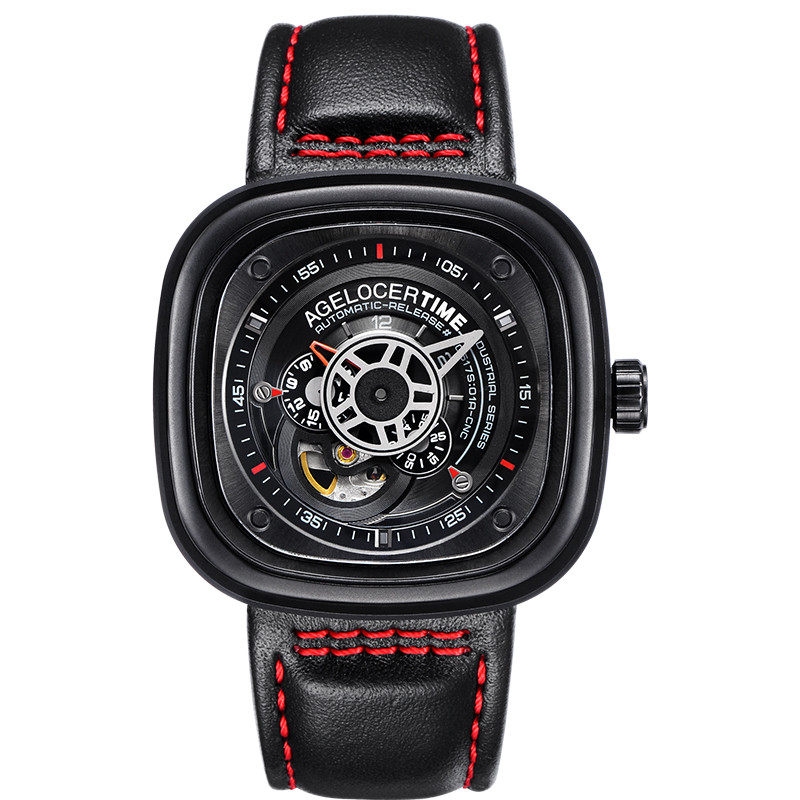 瑞士进口Agelocer艾戈勒手表 方形潮流男士手表 皮带防水大表盘男表 潮流男表 全自动机械表 运动手表 瑞士表 5004J1