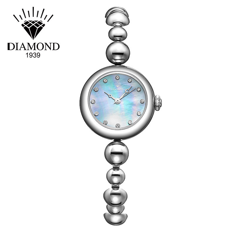 钻石牌（DIAMOND）手表女士潮流时尚学生防水石英表钢带时装手链表WB2300白钢贝母表款