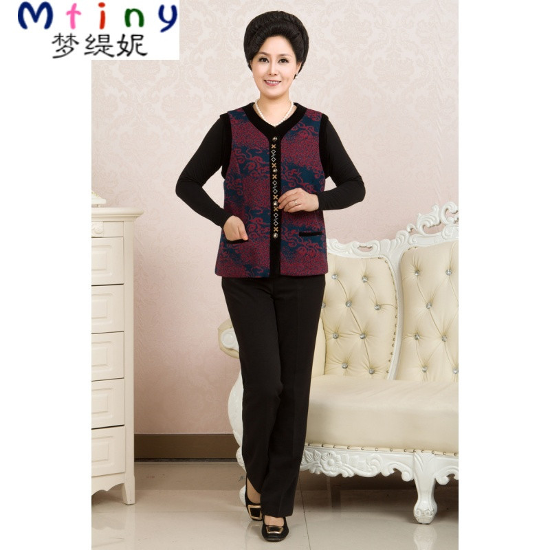 Mtiny中老年女马甲春秋新款薄款简约大码妈妈