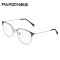 帕森金属大框时尚眼镜架男女复古文艺眼镜框 可配近视 新品56027M 黑框银边