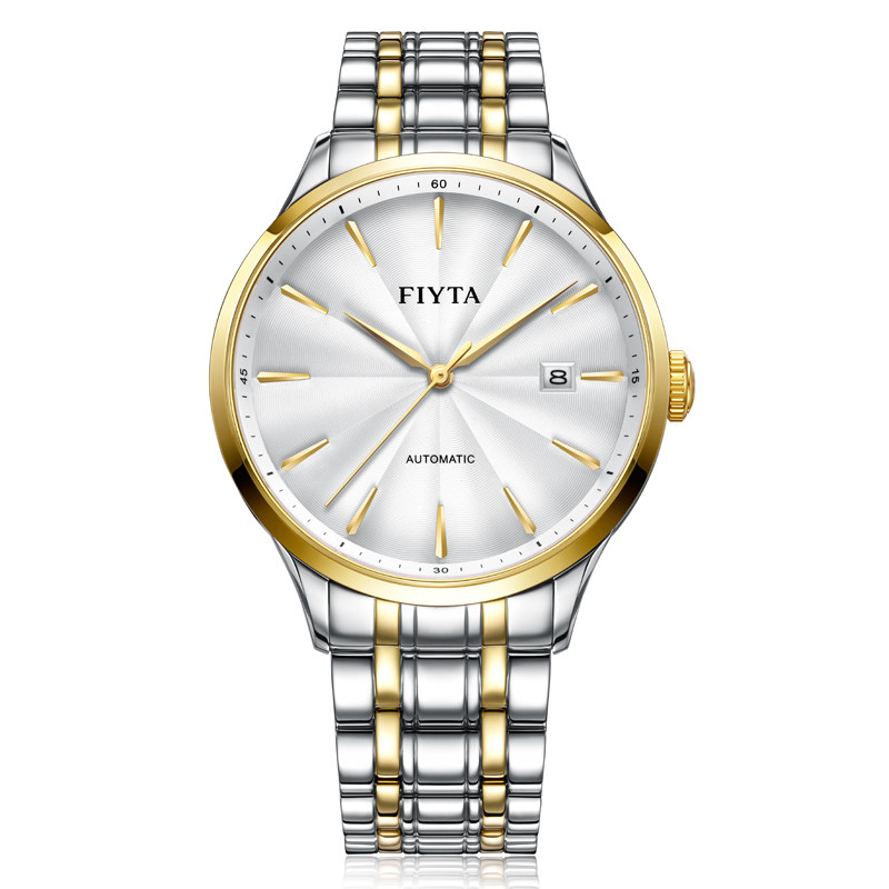 飞亚达(FIYTA)手表 芯动系列商务休闲防水时尚间金钢带机械情侣表 男表DGA520005.TWT