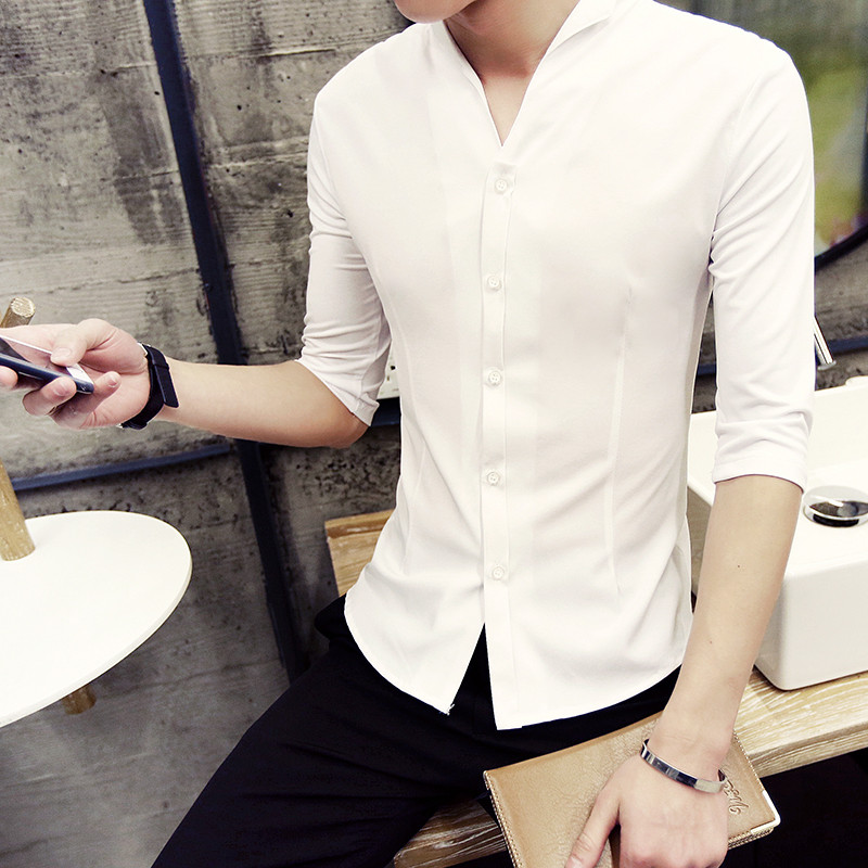 2017夏季男土短袖衬衫衣服韩版修身型中袖7七