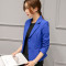 秋季新款韩版女装长袖西装单排扣修身显瘦短西装外套百搭潮流 宝蓝色 XL