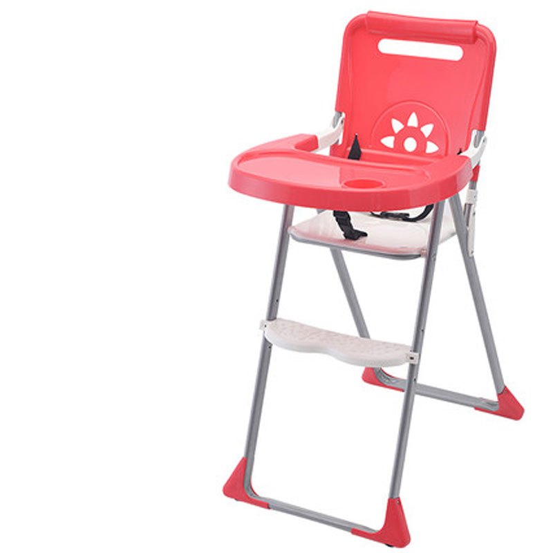 可折叠儿童餐椅多功能婴儿餐桌椅宝宝酒店便携式BB凳座椅吃饭椅子当季新品适用于6个月-6岁男女宝宝餐椅 红色（s塑料围嘴+可爱贴纸