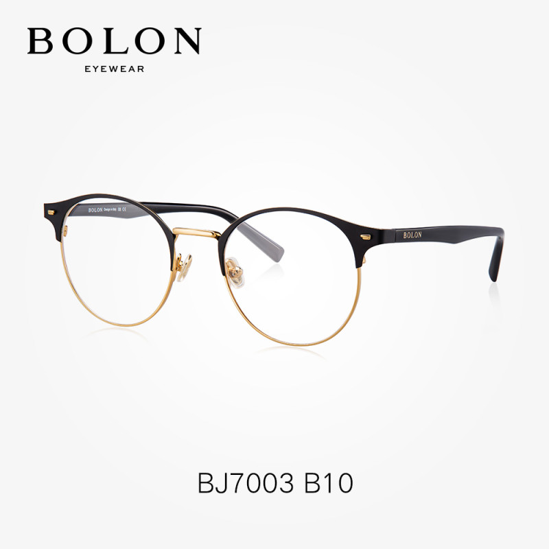 暴龙新款眼镜框 光学镜架圆框金属近视眼镜框女BJ7003 B10-黑色