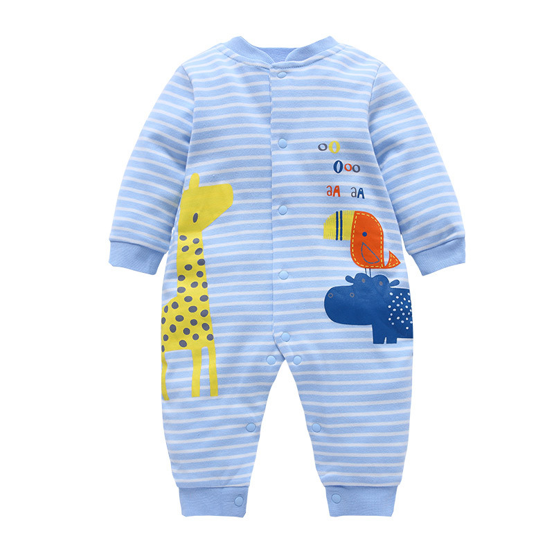 爬爬酷（papacool）新生婴儿连体衣爬衣动物字母系列婴儿衣服秋季新品童装 蓝色河马满印 73cm