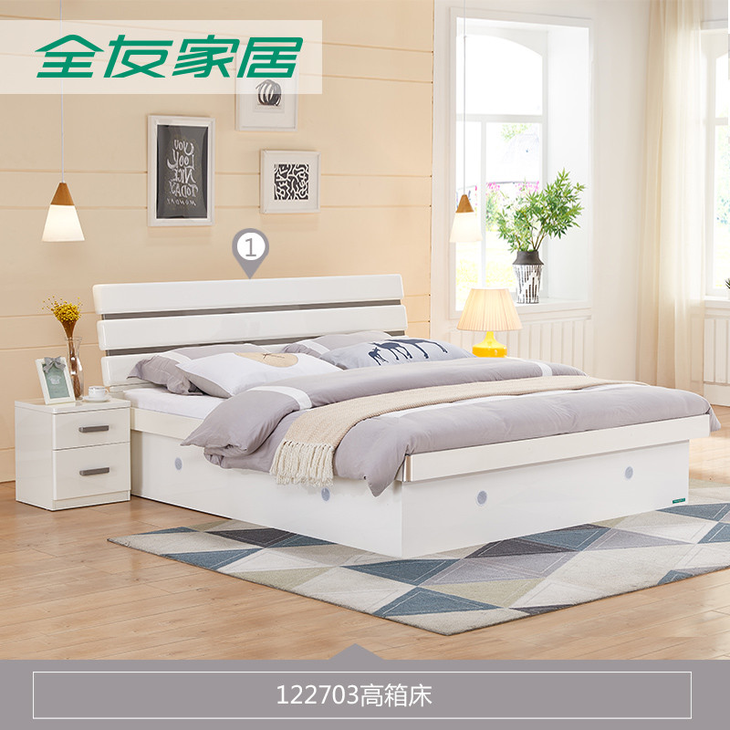 122703高箱床 1.8米高箱床+床头柜*2+床垫