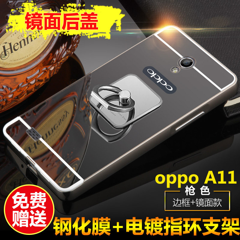 OPPOA11手机壳0pA11手机壳sjk保护套oppA11W金属js边框bk外壳A11T 电镀-枪色送钢化膜+指环扣