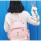 828新款日系少女独立设计自制奶昔粉女学生可爱书包韩多功能箱型双肩包 奶茶米