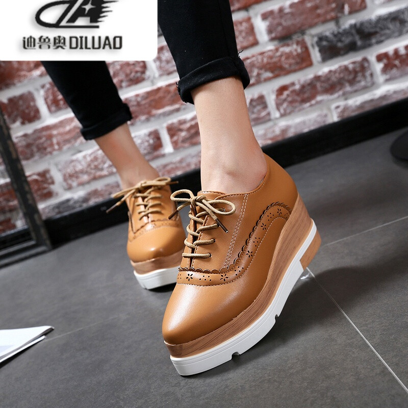 2017春秋新款厚底松糕鞋女春季单鞋女英伦风