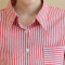 歌诺瑞丝2017秋季女装新款韩版宽松百搭修身条纹格子衬衫女8868 XL 红色