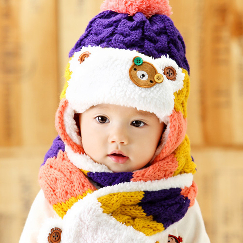 婴儿帽子秋冬季03-6-12个月宝宝毛线帽女1-2岁