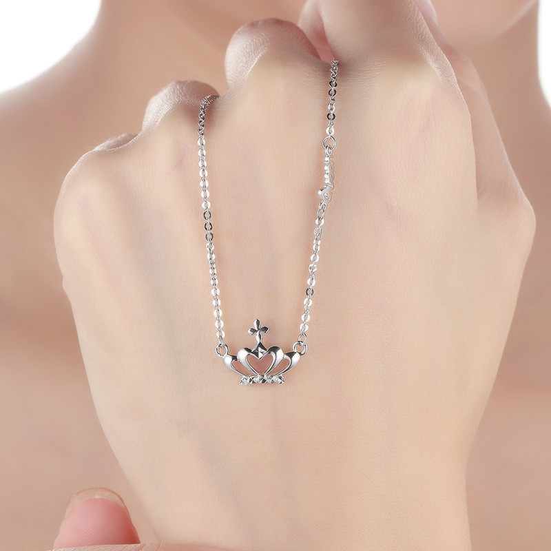 诗华珠宝pt950皇冠铂金吊坠女韩版个性女王白金项链百搭时尚新品 pt
