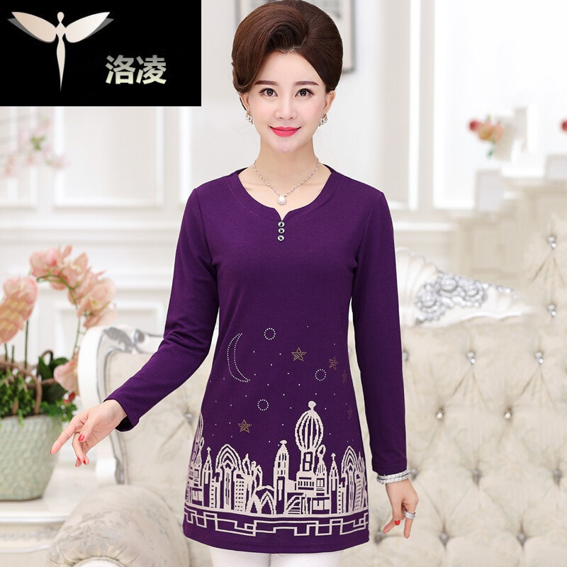 新品中老年女装秋装长袖恤上衣服女中年人40