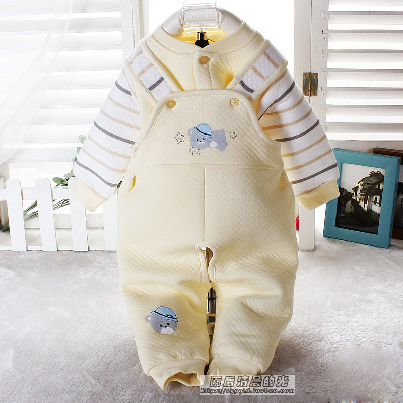 宝宝保暖内衣裤背带保暖婴儿套装5个月纯棉3