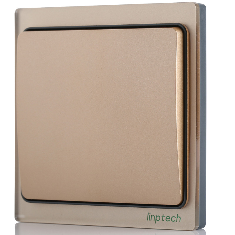 领普科技(linptech)无线遥控开关面板 自发电无线智能学习型单路遥控器家居220V K4单开开关金色