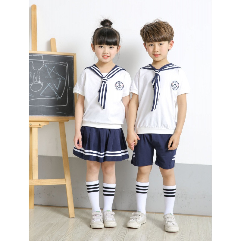 六一儿童演出服幼儿园园服中小学生男女童海军风校服套装纯棉夏装 150