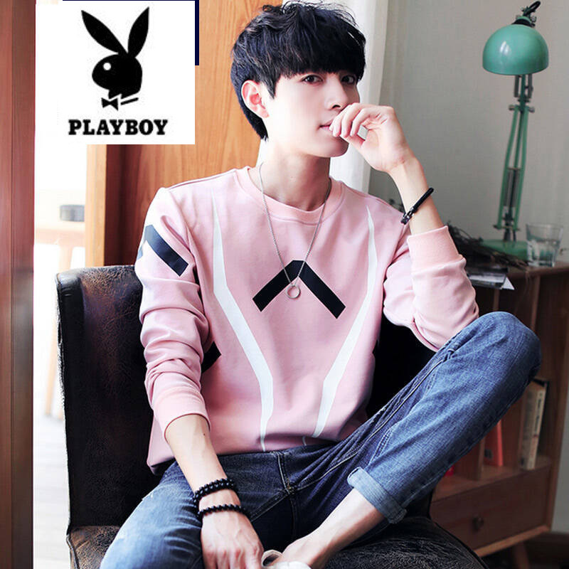 花花公子 卫衣男款圆领秋季时尚潮流简约百搭
