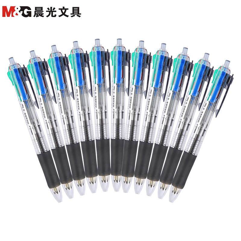 晨光(M&G)BP8030多色按动圆珠笔0.7mm12支/盒多彩笔合一中性笔学生做笔记用多功能一笔多色记笔记专用写字笔 四色圆珠笔