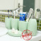 欧式卫浴五件套陶瓷创意简约新婚礼物浴室用品牙杯漱口杯洗漱套装 默认尺寸 蓝色卫浴+蓝色托盘
