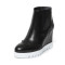 millie’s/妙丽冬季专柜同款牛皮镂花坡跟女短靴(绒里)LJ242DD6 黑色 36码码