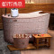 欧式香柏木桶浴桶泡澡木桶熏蒸木桶浴缸沐浴桶实木洗澡桶 套一1.25米