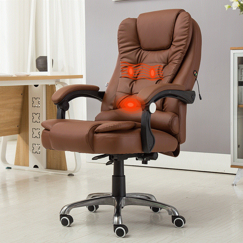 电脑椅子舒适家用办公室旋转休闲老板座椅职员皮椅凳子办公椅靠背_0 深棕色不带搁脚可躺送双按摩