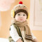 贝迪牛+秋冬宝宝套头帽保暖帽婴儿毛线帽围巾套装 0-12个月左右 蓝色Look双球帽+围脖