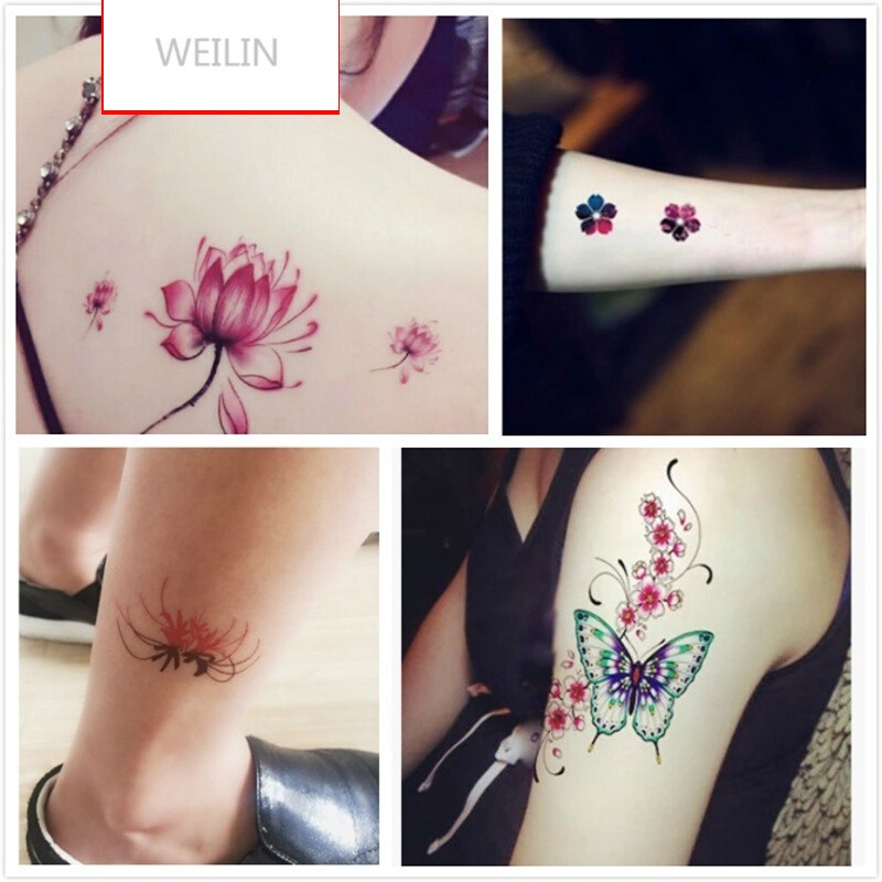 weilin【一份30张】纹身贴女防水持久逼真刺青贴纸胸部遮疤痕花朵套装