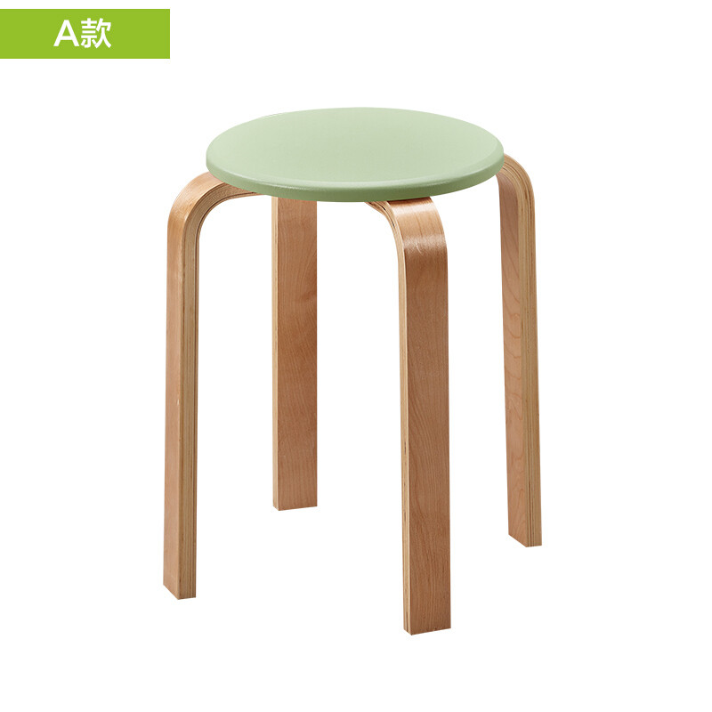 塑料凳子家用时尚简约创意加厚实木小圆凳子餐桌高凳板凳 A款-绿色