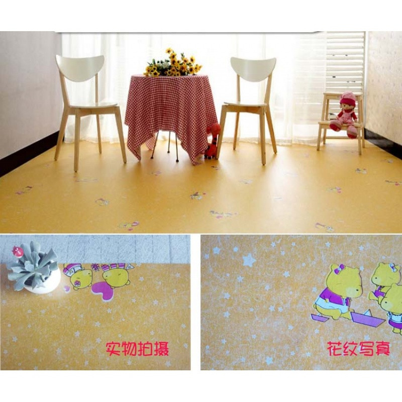 铺地地板革pvc石塑地板卧室家用加厚耐磨防水防滑环保地板纸地贴 默认尺寸 香槟金加厚黄大理石