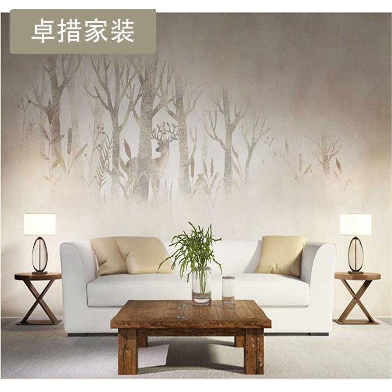 定制北欧壁纸进口个性定制手绘卧室客厅背景墙纸墙布大型创意壁