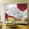 无缝定制3d壁画现代简约无纺布欧式客厅卧室电视墙墙纸壁纸玫瑰花 水晶凹凸壁画布