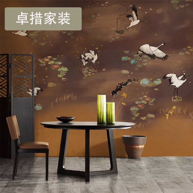 新中式墙纸墙布客厅电视背景墙北欧创意艺术无缝壁纸定制壁画 美式无缝无纺布
