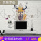 欧式麋鹿壁画3D现代简约客厅沙电视背景墙壁纸5D立体手绘墙布 5D浮雕真丝布（一整张）