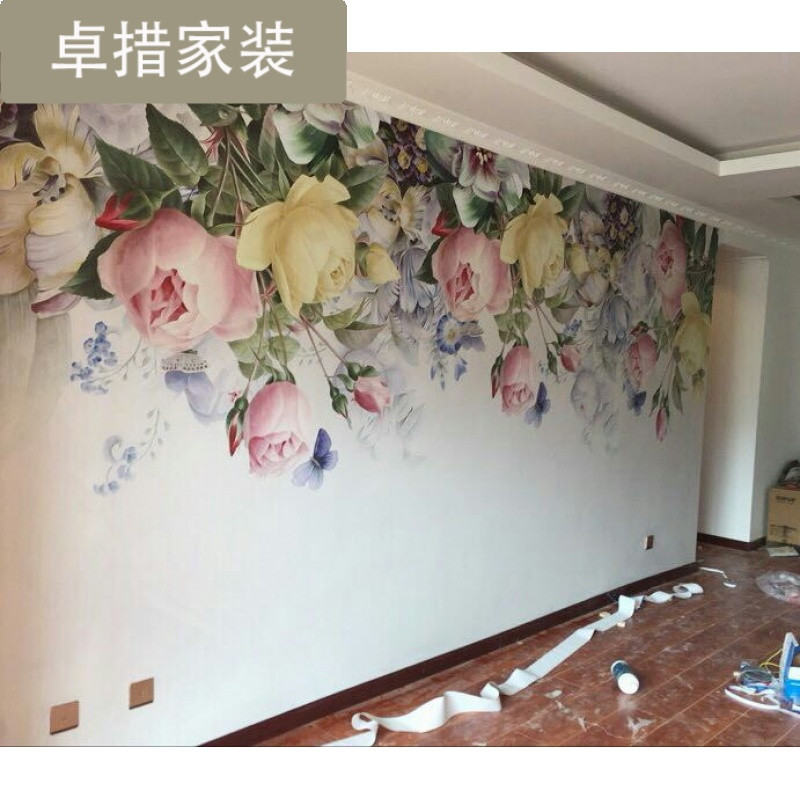 现代简约卧室壁纸创意电视客厅背景墙纸个性艺术定制墙纸壁画 无缝进口油画布（一整张）