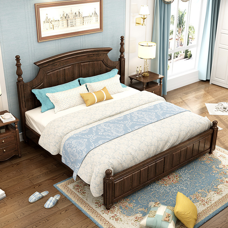 老故居 床 实木床 双人床 婚床 美式乡村床 卧室床 实木床家具 1.5米标准单床