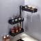 黑色厨房置物架转角免打孔旋转调味料架多层壁挂收纳架厨具用品 默认尺寸 三层