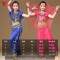 飞魅少儿肚皮舞印度演出服女童肚皮舞练功服2018新款儿童舞蹈服装 XL 玫红（八件套）