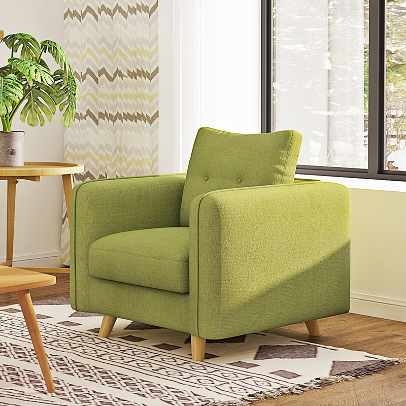 择木宜居 客厅北欧布艺沙发小户型现代简约懒人单人双人三人沙发 绿色单人位