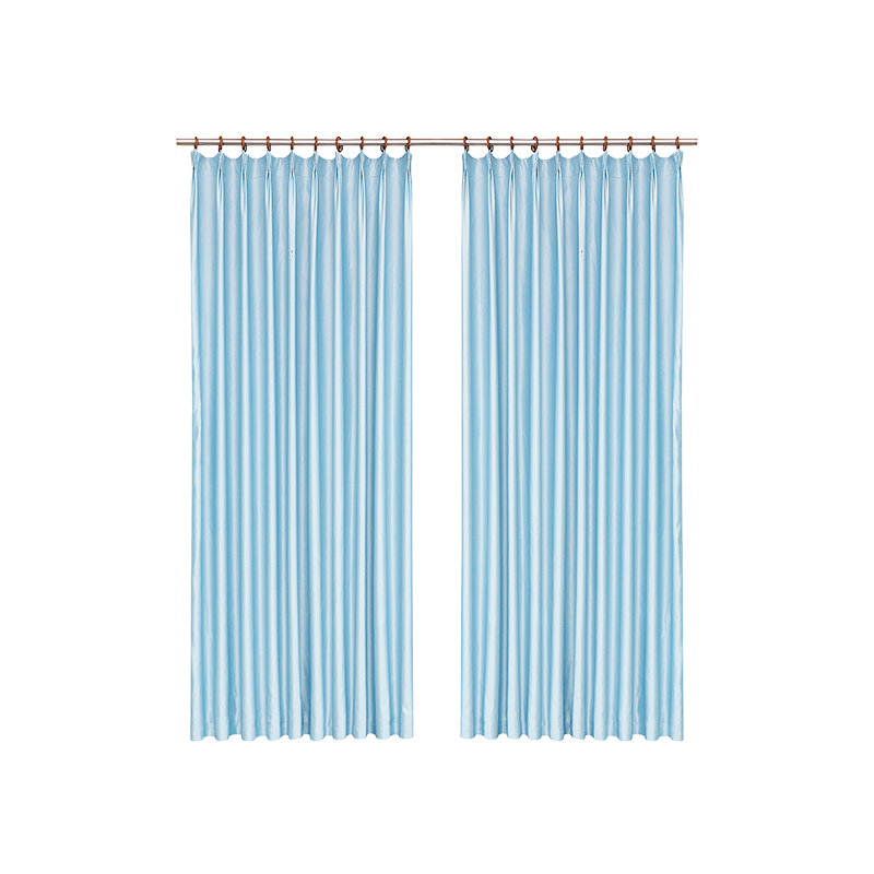 苏宁极物 仿丝质感柔滑基础素色平面窗窗帘 装饰+半遮光 天蓝色 1.75m宽×2.6m高（片）