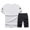 2018夏季新款男士体恤百搭休闲男士T恤男短裤运动套装 2XL(165斤内) KW8041白色
