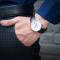 上海钻石牌手表男皮带石英表超薄款休闲大表盘防水时尚手表2101 白壳白面黑带女