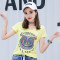 新款韩版修身显瘦紧身百搭时尚弹力印花图案学生短袖T恤女潮 M 8801玫红