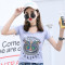 新款韩版修身显瘦紧身百搭时尚弹力印花图案学生短袖T恤女潮 XL 8803黑色