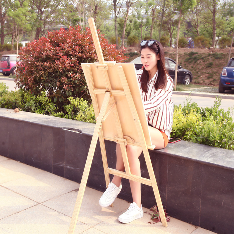1.5米写生画架木制支架画板架1.7米油画广告展示架实木素描架 1.5米白松