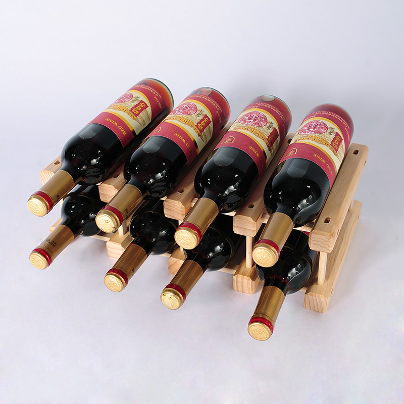 京好 DIY红酒架 实木葡萄酒架子摆件欧式创意可组装家用展示架置物架F63 原木色横排8瓶